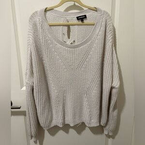 Express Ivory Scoop Neck Chunky Knit Sweater